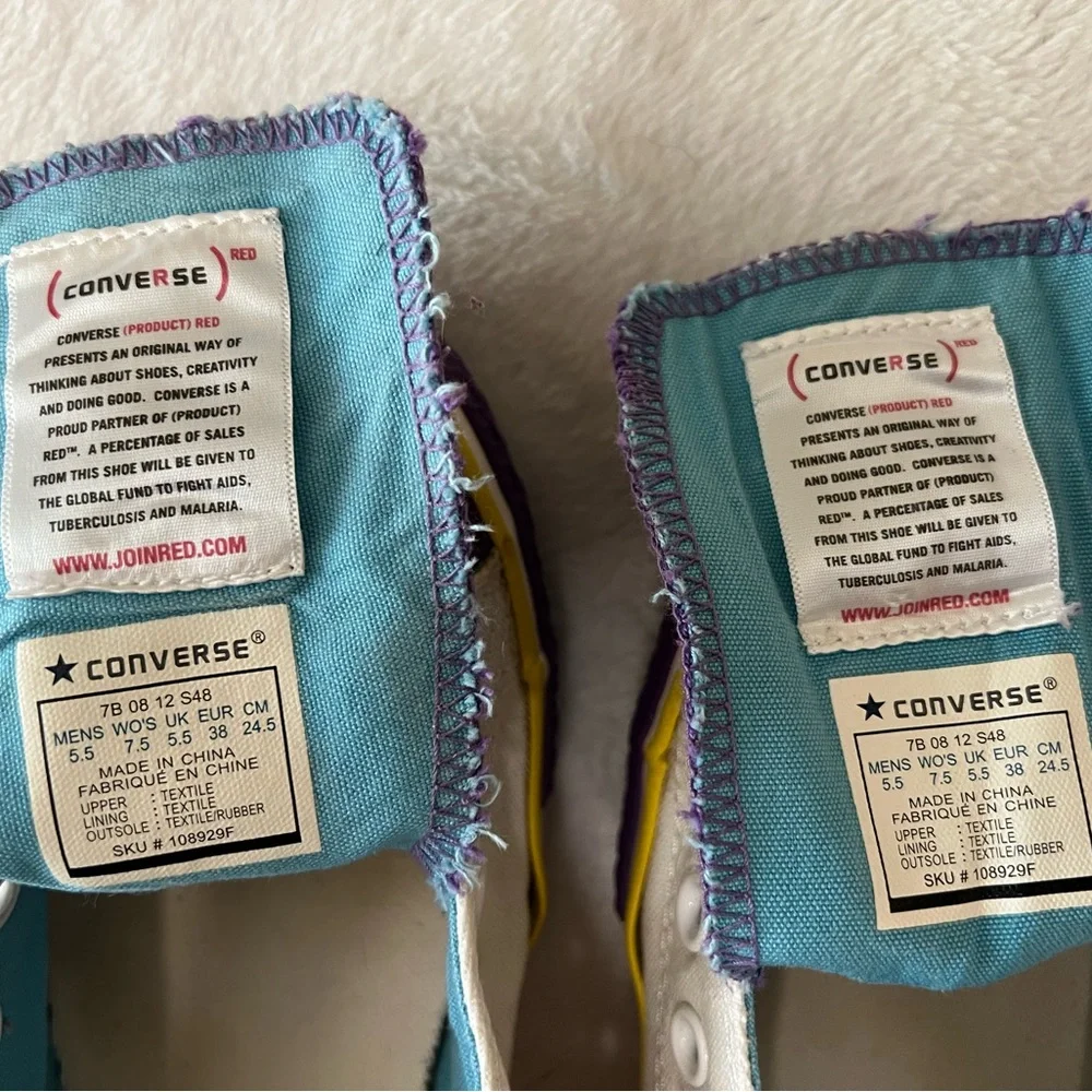 Converse RED edition; Colorful Low-Top Canvas Sneakers Purple Toe - Picture 6 of 6